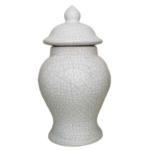 Haeger Ginger Jar Crackle Glaze with Lid  8.25" Tall White Off White